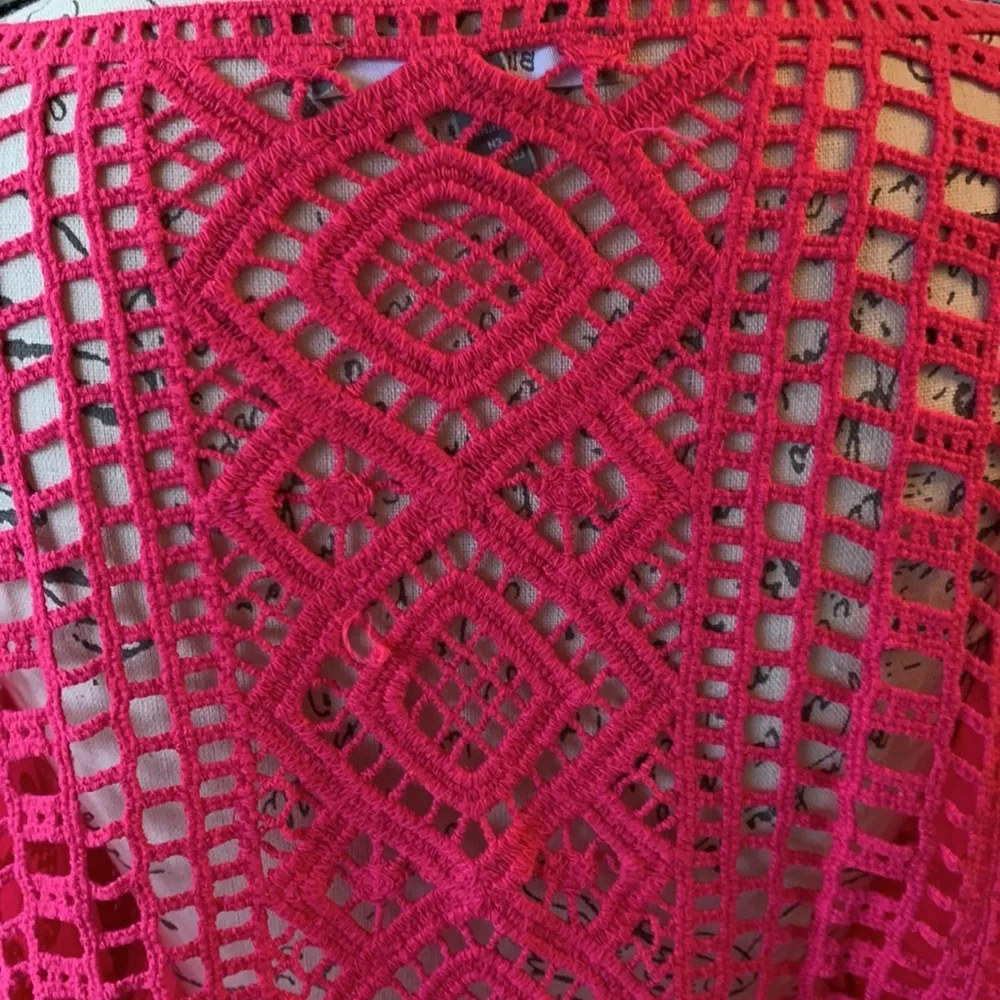Anthropologie Crochet Lace Peasant Top in Raspberry Pink